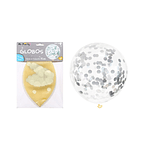 Globos de látex con confetti de redondo plateado 90cm