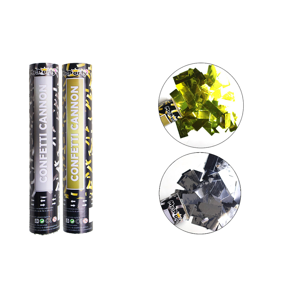 Lanza confeti dorado/plateado Color Aleatorio 40cm 20g 1pc