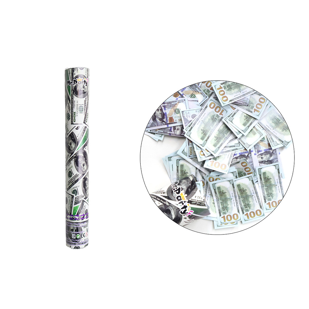Lanza confeti dólar 60cm 30g 1pc
