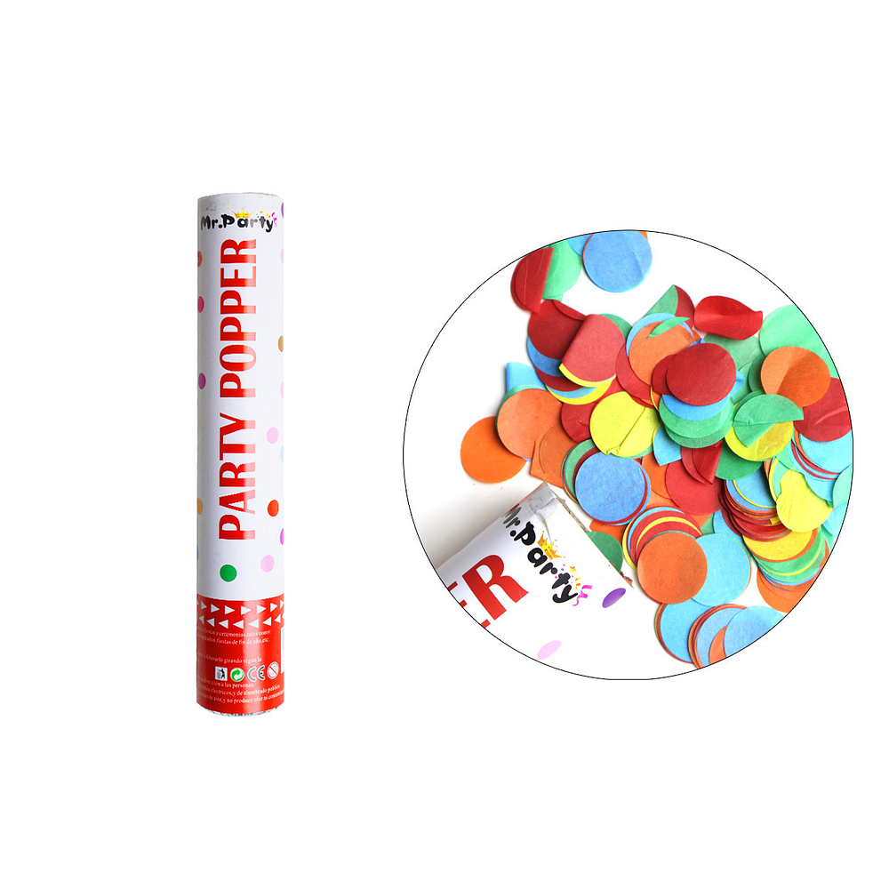 Lanza confeti círculos de papel multicolor 60cm 30g 1pc