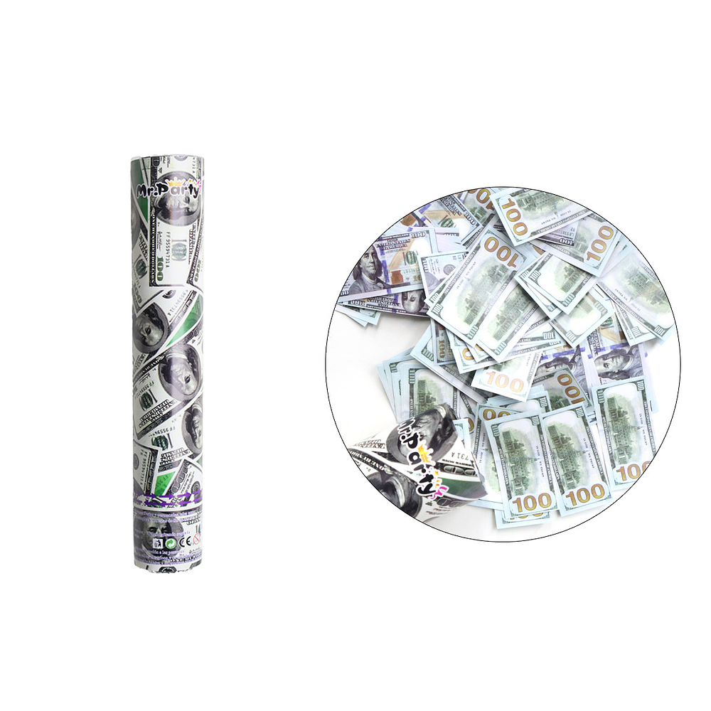 Lanza confeti dólar 30cm 15g 1pc