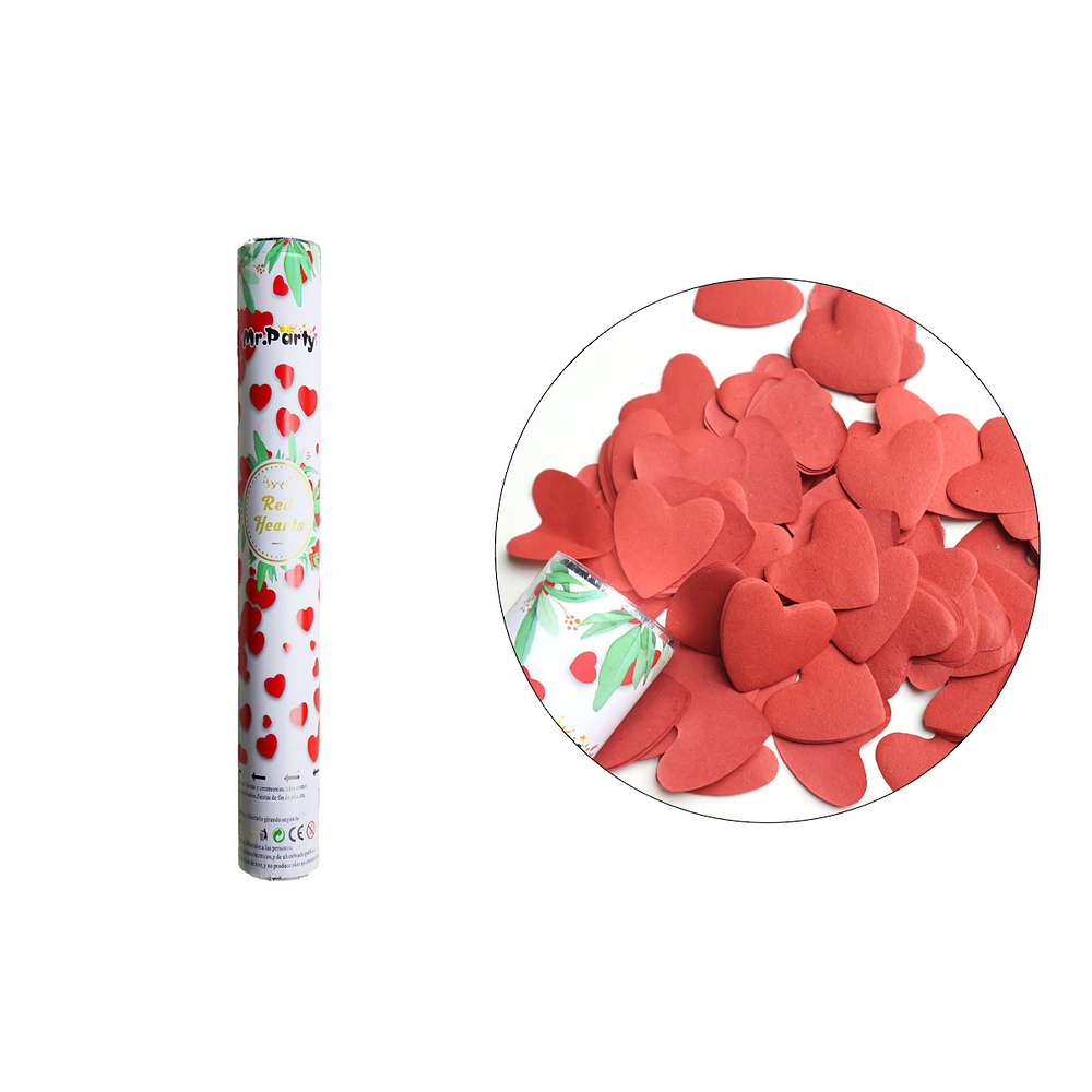 Lanza confeti corazón 40cm 20g 1pc