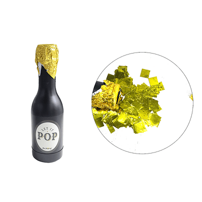 Lanza confeti botella de champán dorado 30cm 1pc