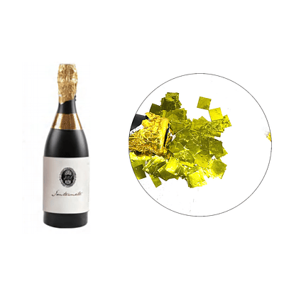 Lanza confeti botella de champán dorado 32cm 1pc