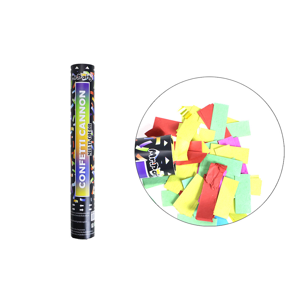 Lanza confeti de papel multicolor 60cm 30g 1pc