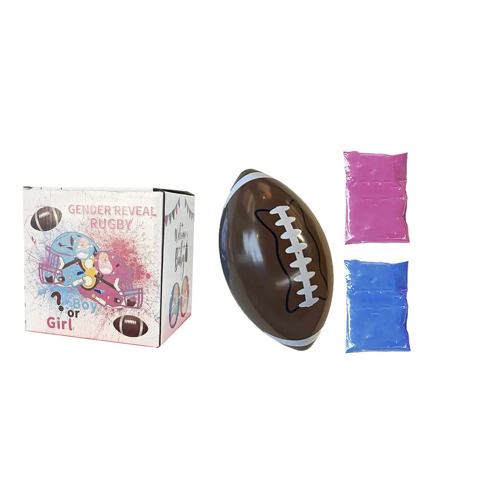 Baby Shower rugby con polvo de color rosado/azul 21×14cm 1pc 1