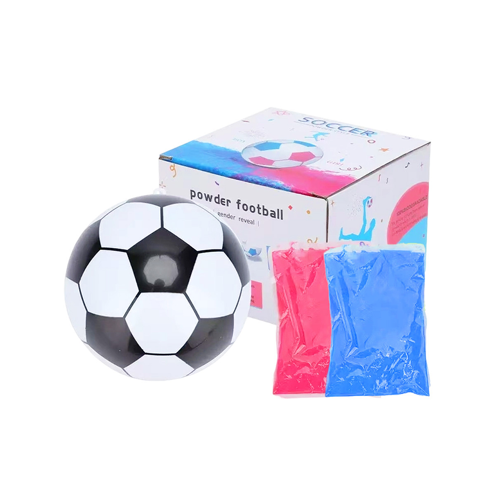 Baby Shower fútbol con polvo de color rosado/azul 14cm 1pc
