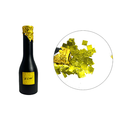 Lanza confeti botella de champán dorado 16cm 1pc