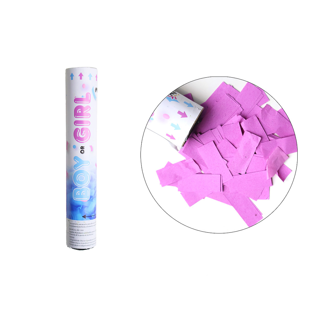 Lanza confeti de papel rosado claro Baby Shower 30cm 15g 1pc