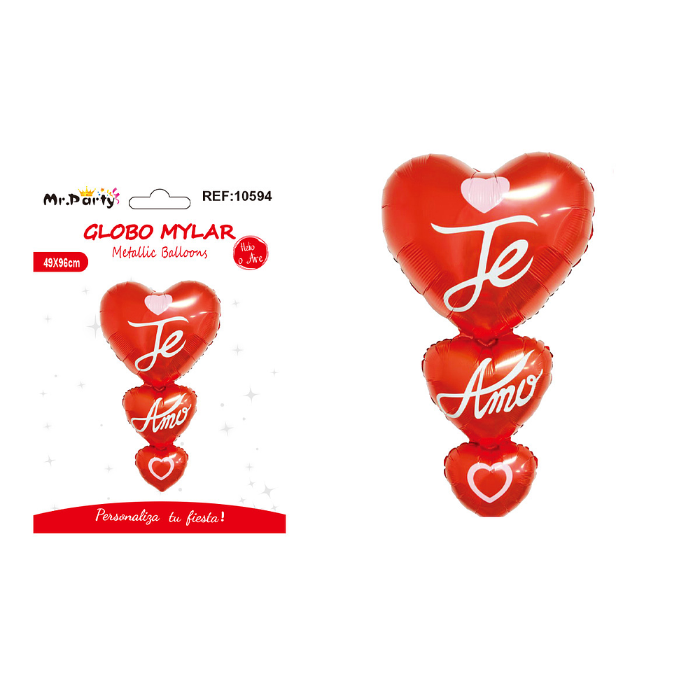 Globo metálico de corazones 49*96cm