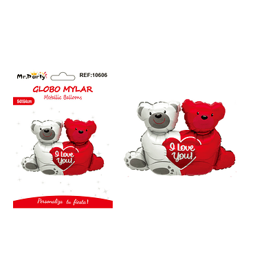 Globo metálico doble oso con amor 54*64cm