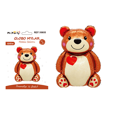 Globo metálico oso grande con corazón 63*87cm