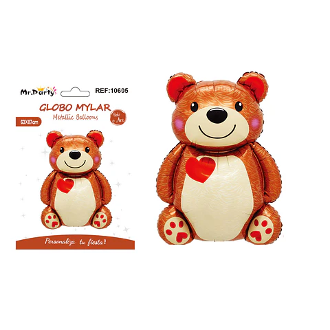 Globo metálico oso grande con corazón 63*87cm