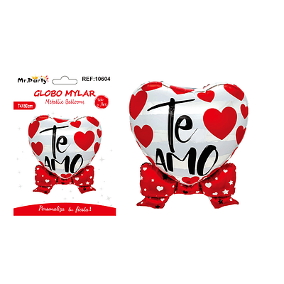 Globo metálico corazón con lazo rojo 74*90cm