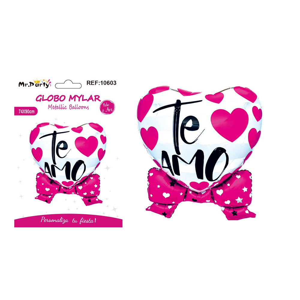 Globo metálico de corazón con lazo rosa 74*90cm