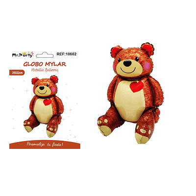 Globo metálico de osito con corazón 39*52cm