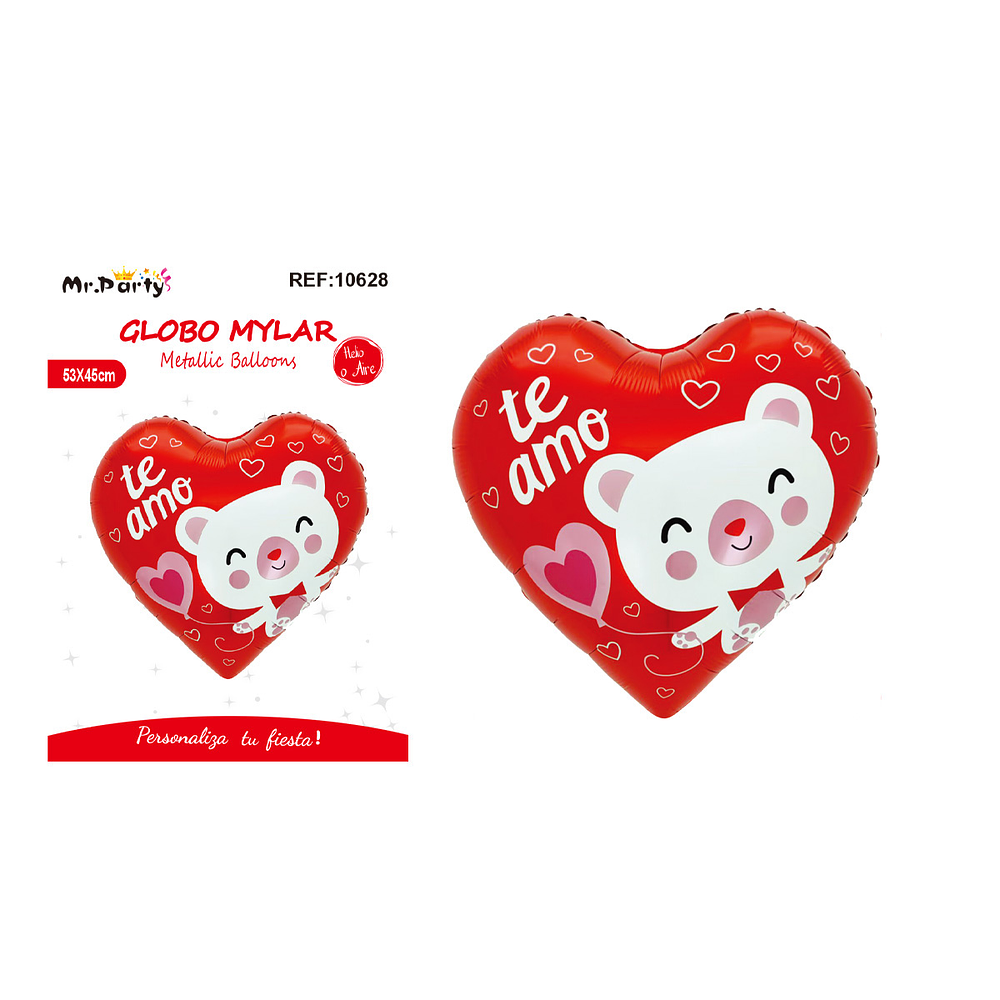 Globo metálico corazón osito amor 53*45cm