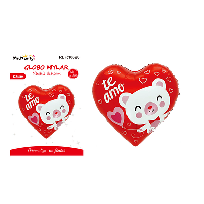 Globo metálico corazón osito amor 53*45cm