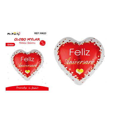 Globo metálico corazón feliz aniversario 53*45cm