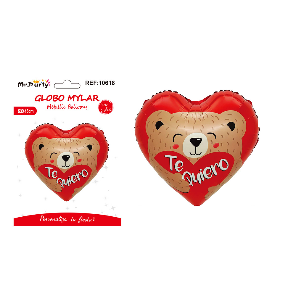 Globo metálico corazón osito abrazando corazón 53*45cm