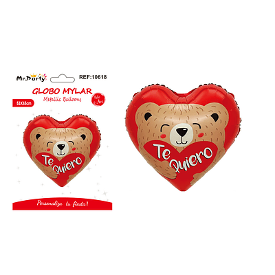Globo metálico corazón osito abrazando corazón 53*45cm