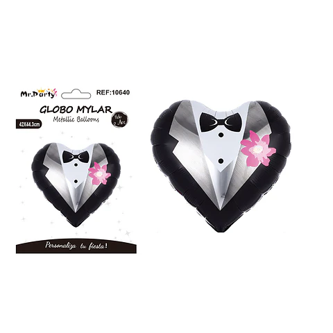 Globo metálico corazón con traje 42*44.3cm