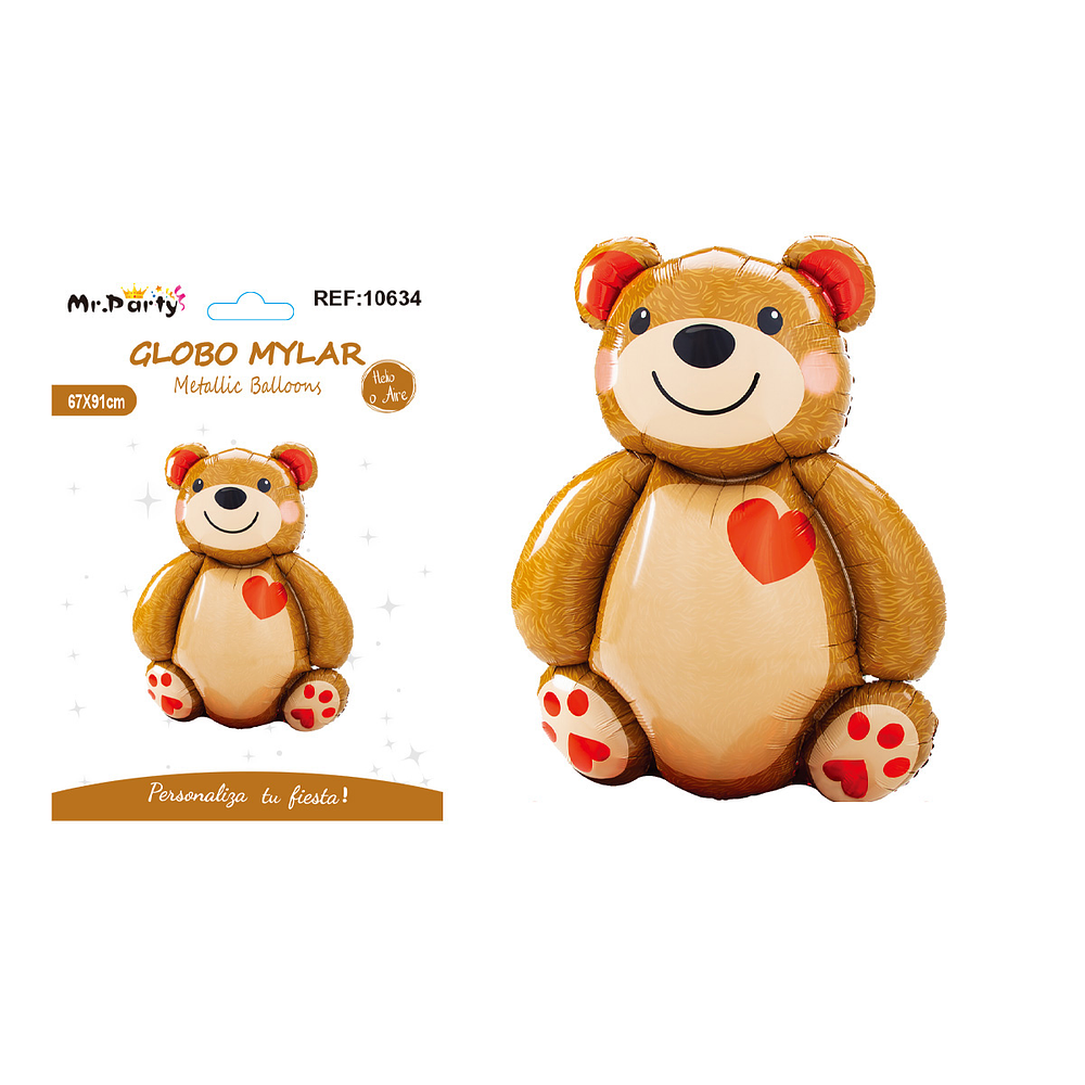 Globo metálico osito con corazón 67*91cm