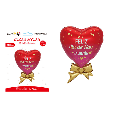 Globo metálico corazón con lazo San Valentín 70*50cm