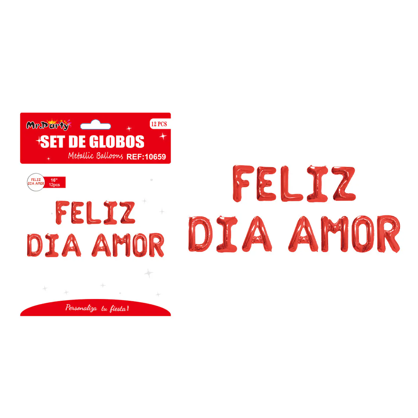 Set de globos metálicos rojo FELIZ DÍA AMOR 12pcs 1