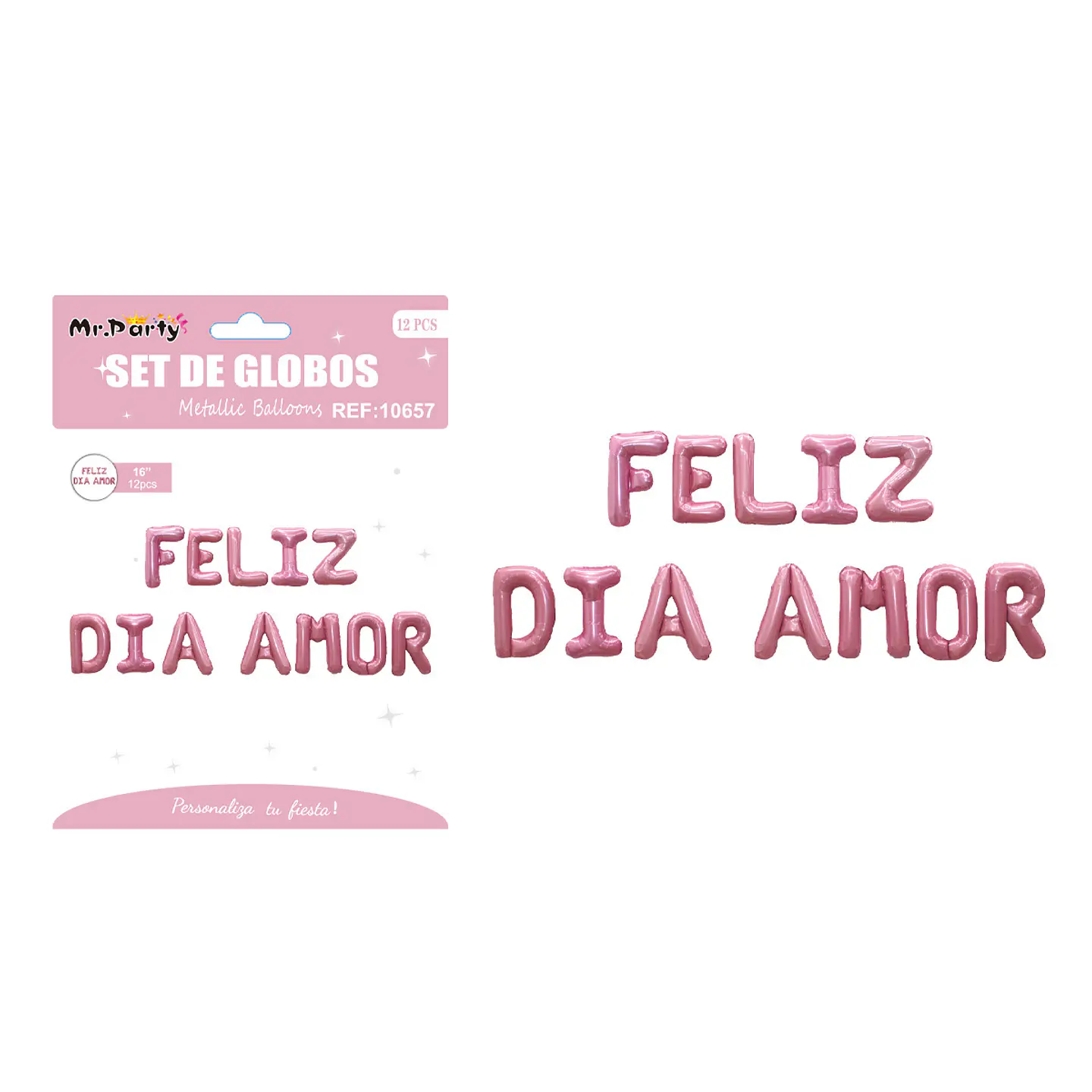 Set de globos metálicos rosado FELIZ DÍA AMOR 12pcs 1