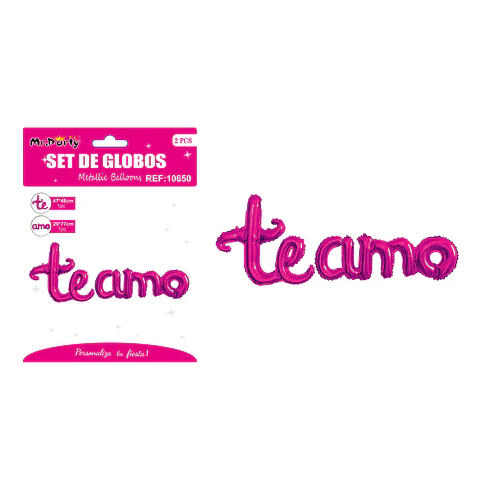 Set de globos metálicos rosas San Valentín “Te Amo” 47*48cm / 29*77cm