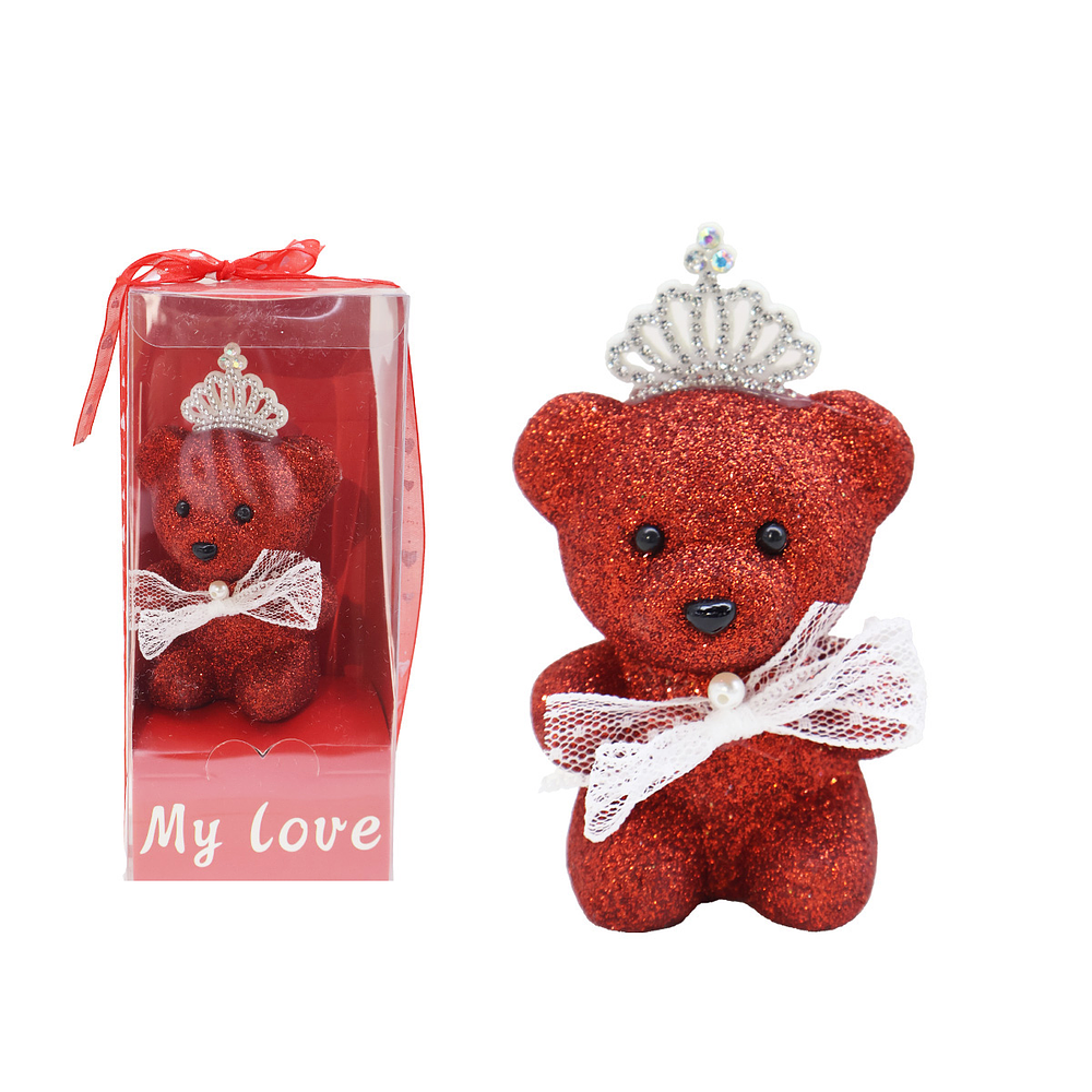 Oso con corona en caja transparente 18*8*7cm