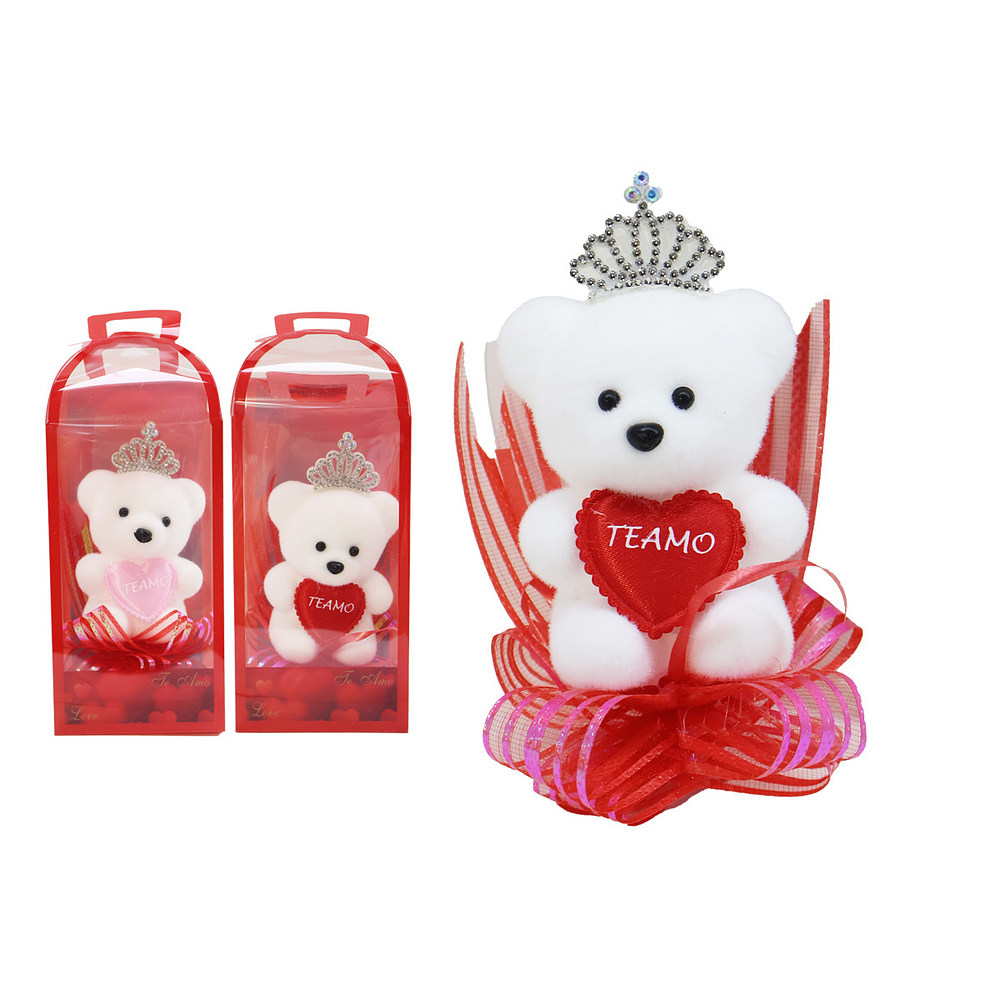 Osito con corona en caja transparente 18*8*7cm Color Aleatorio