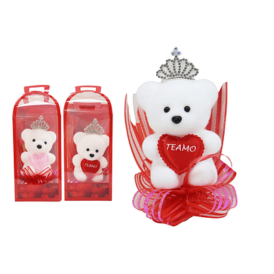 Osito con corona en caja transparente 18*8*7cm Color Aleatorio
