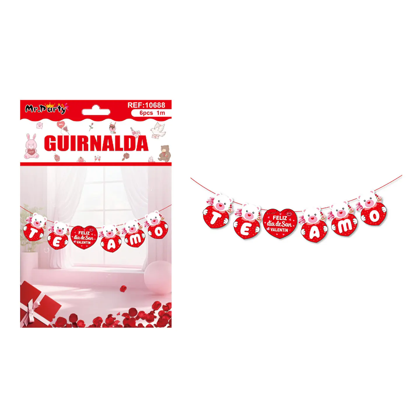 Guirnaldas decorativo San Valentín 6pcs 1M 1