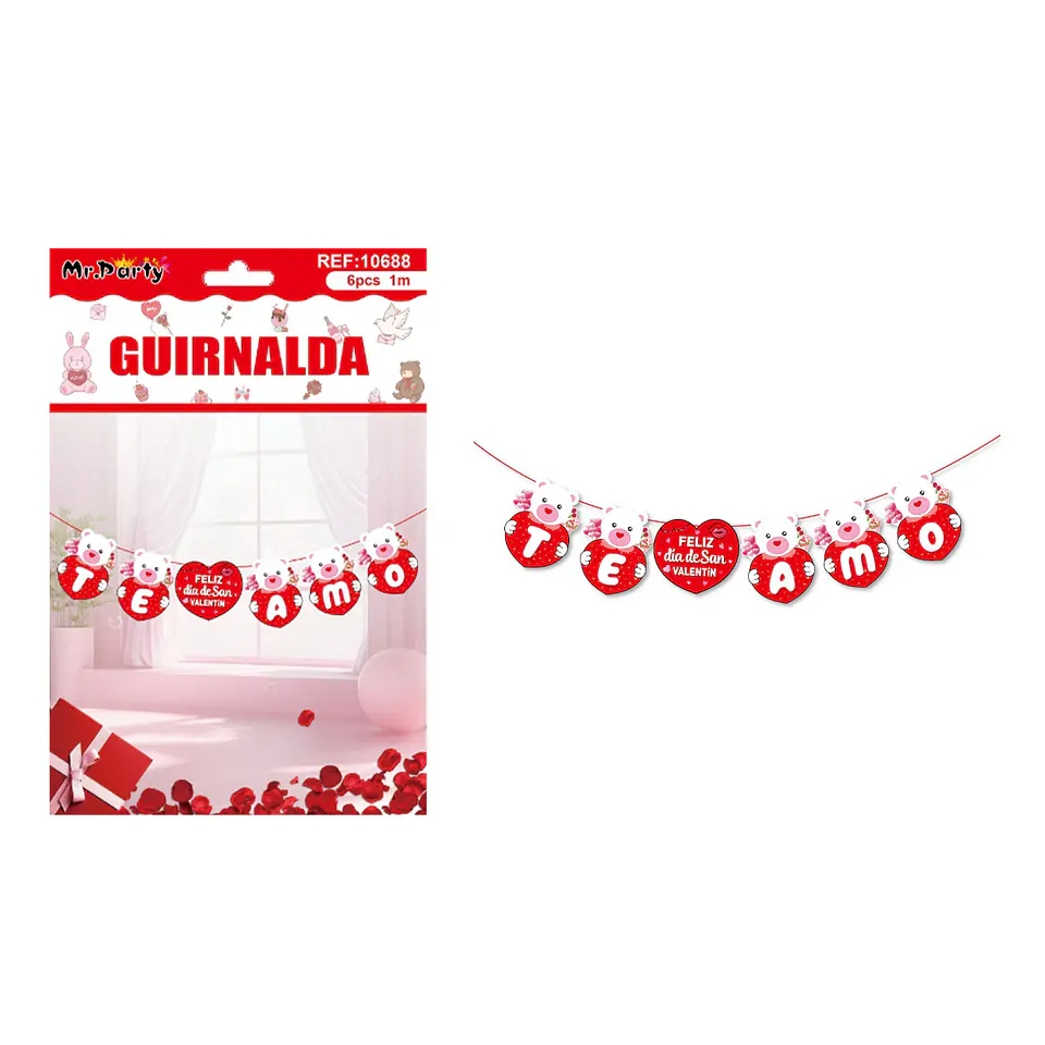 Guirnaldas decorativo San Valentín 6pcs 1M 1