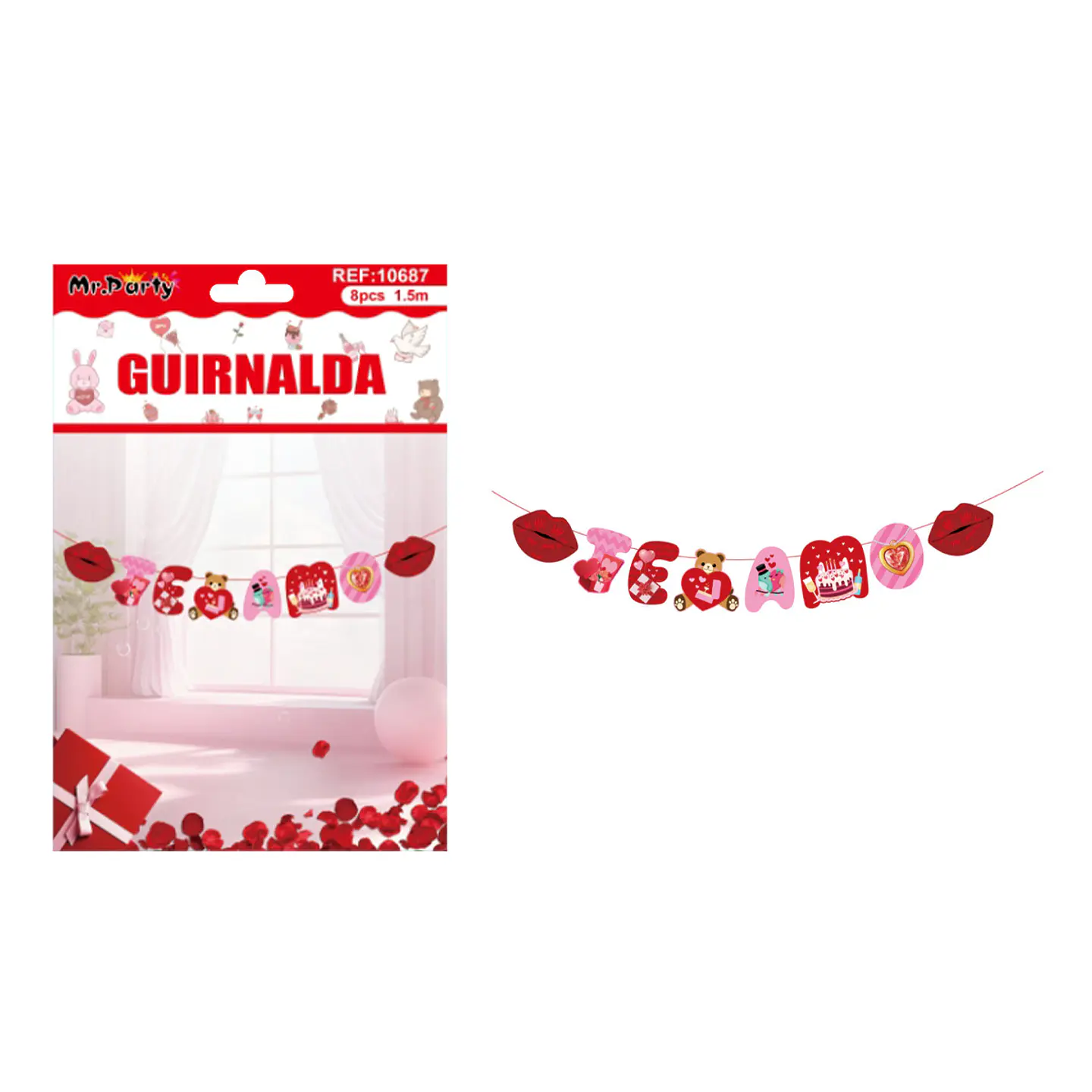 Guirnaldas decorativo San Valentín 8pcs 1.5M 1