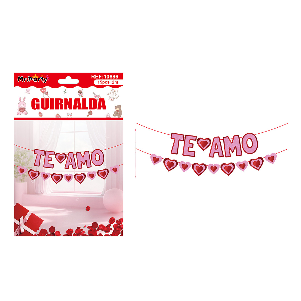 Guirnaldas decorativo San Valentín 15pcs 2M