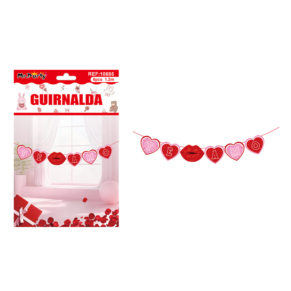 Guirnaldas decorativo San Valentín 6pcs 1.2M