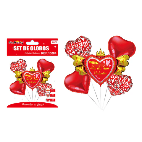 Set de globos metálicos San Valentín 5pcs