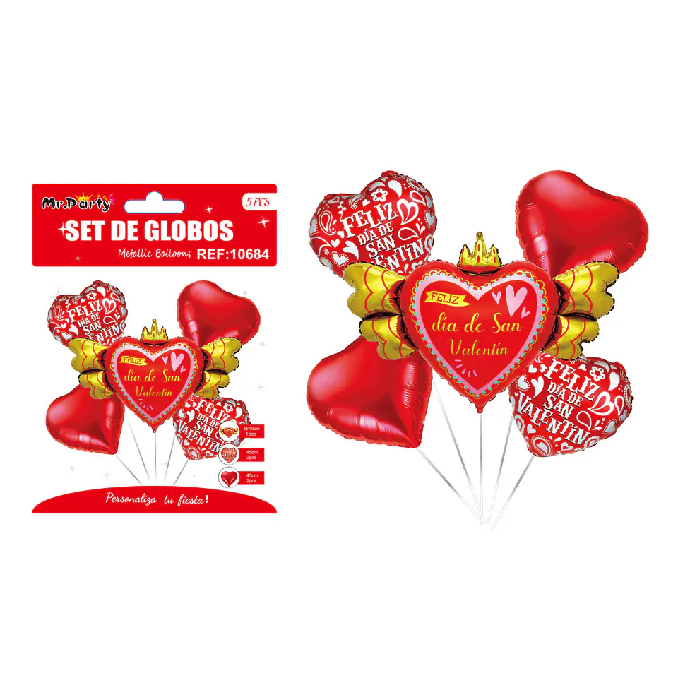 Set de globos metálicos San Valentín 5pcs 1