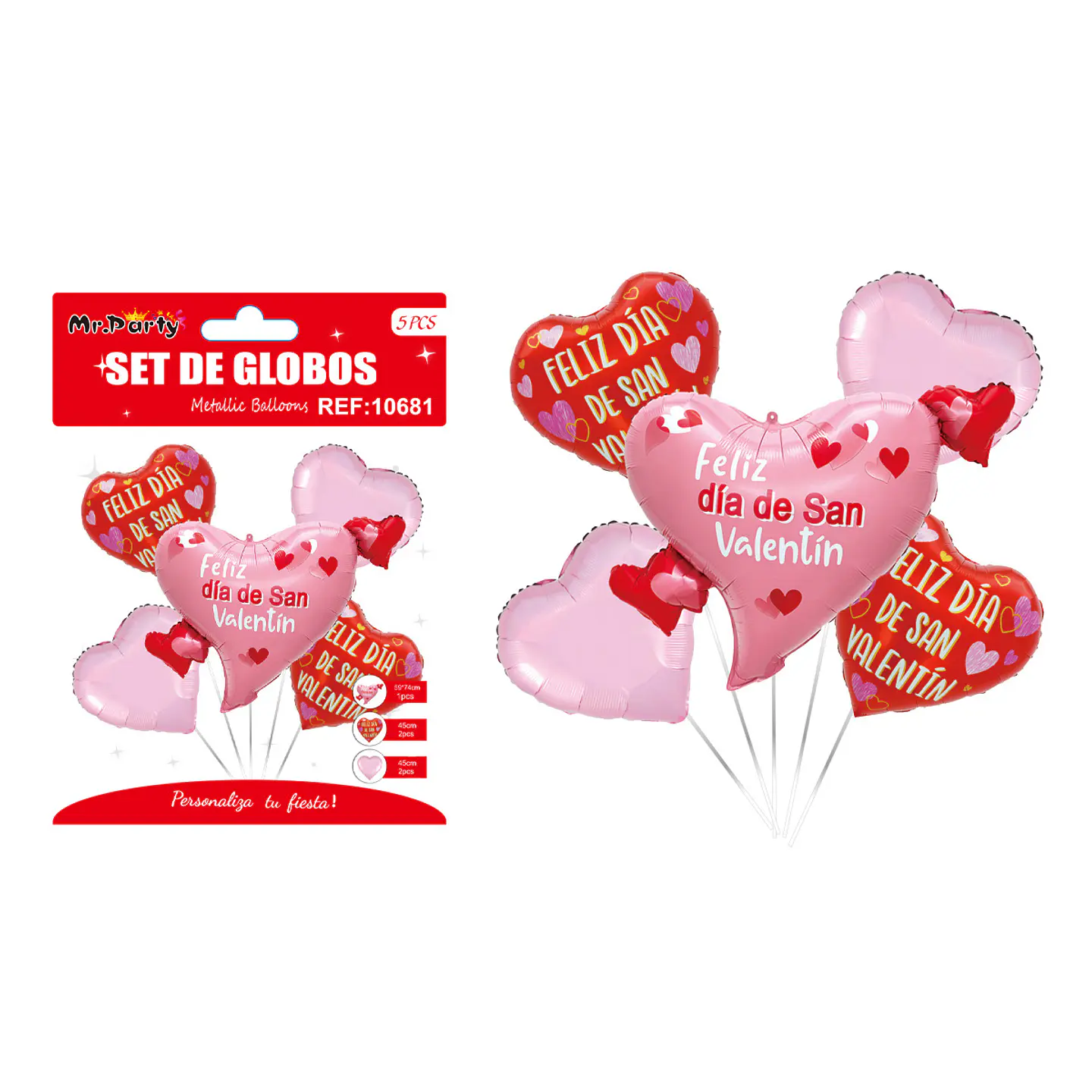 Set de globos metálicos San Valentín 5pcs 1