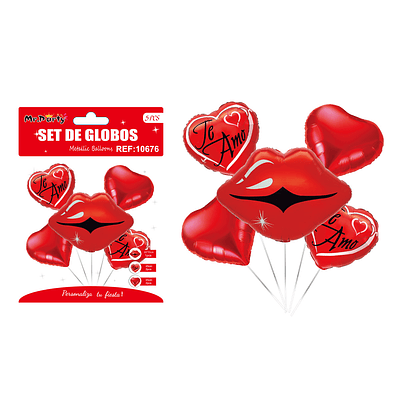 Set de globos metálicos San Valentín 5pcs