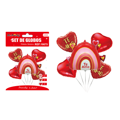 Set de globos metálicos San Valentín 5pcs