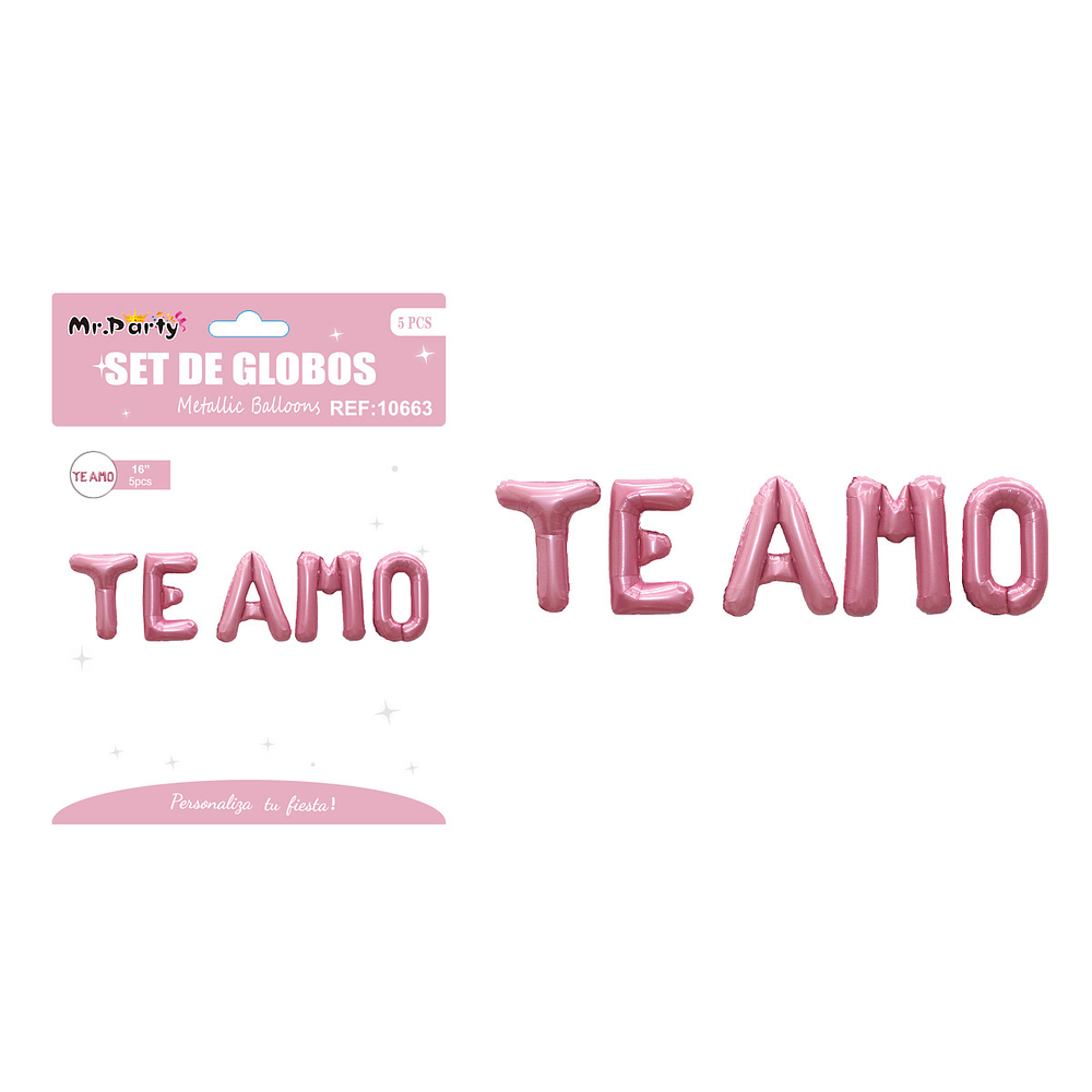 Set de globos metálicos rojo TE AMO 5pcs