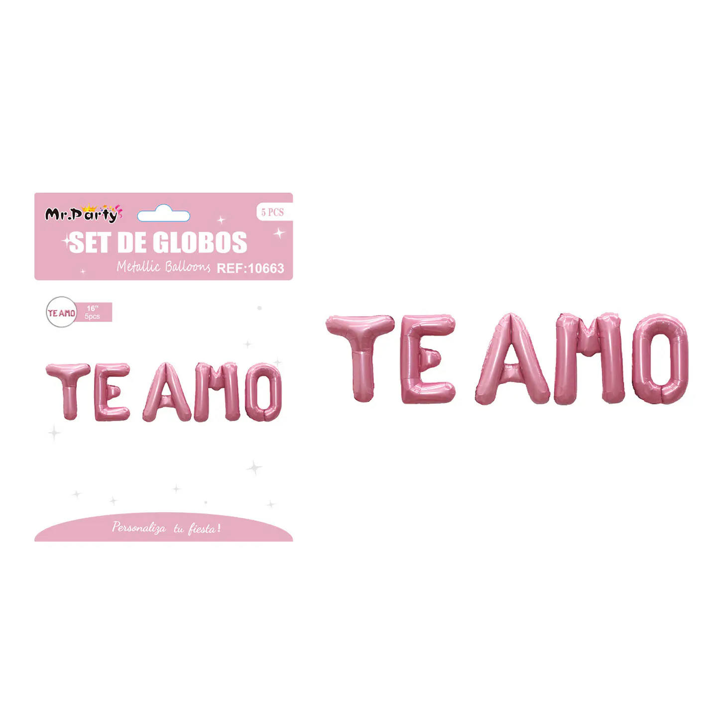 Set de globos metálicos rojo TE AMO 5pcs 1