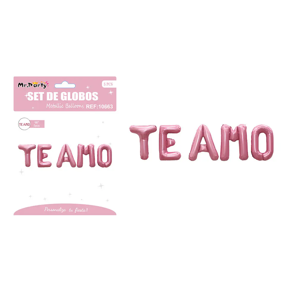 Set de globos metálicos rojo TE AMO 5pcs 1