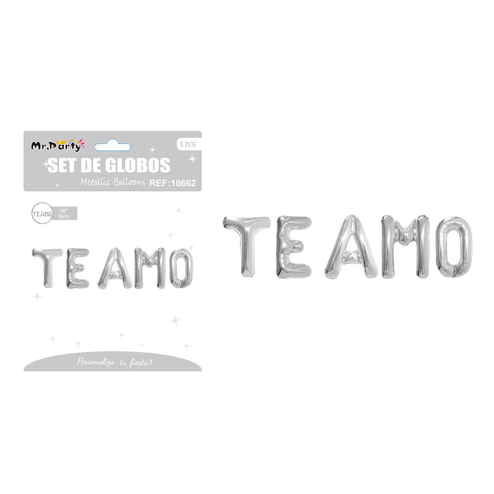 Set de globos metálicos rojo TE AMO 5pcs