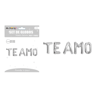 Set de globos metálicos rojo TE AMO 5pcs