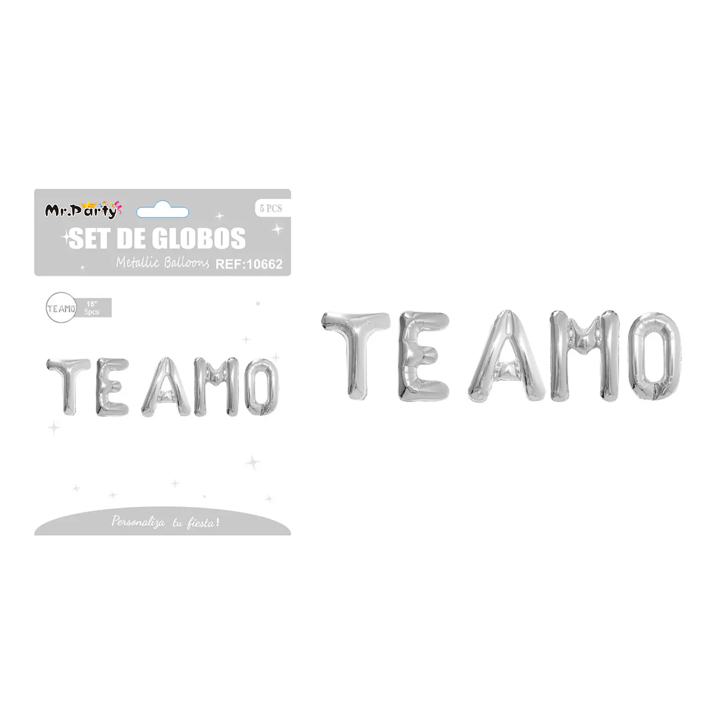 Set de globos metálicos rojo TE AMO 5pcs 1